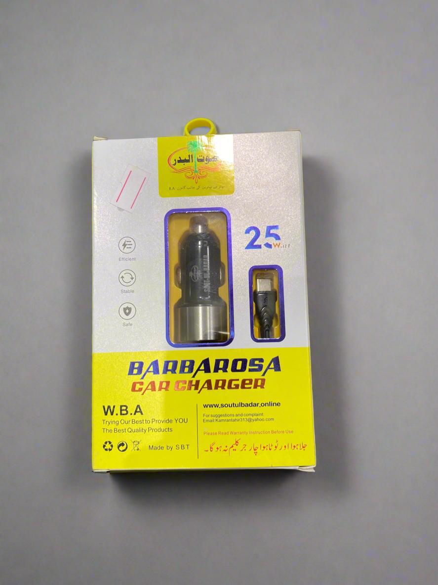 Barbarosa 25W Fast Car Charger with Type‑C Cable
